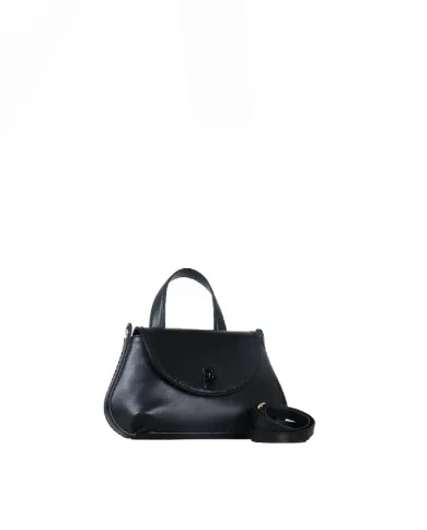 Visona Borsa a mano piccola in pelle con chiusura a serratura Perla Nero