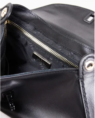 Visona Borsa a mano piccola in pelle con chiusura a serratura Perla Nero