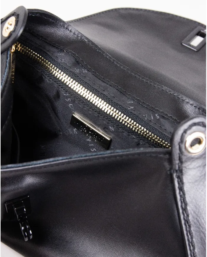 Visona Borsa a mano piccola in pelle con chiusura a serratura Perla Nero