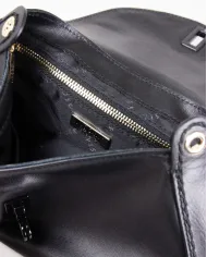 Visona Borsa a mano piccola in pelle con chiusura a serratura Perla Nero
