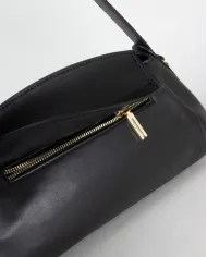 Visona Borsa a tracolla in pelle con chiusura a serratura Perla Nero