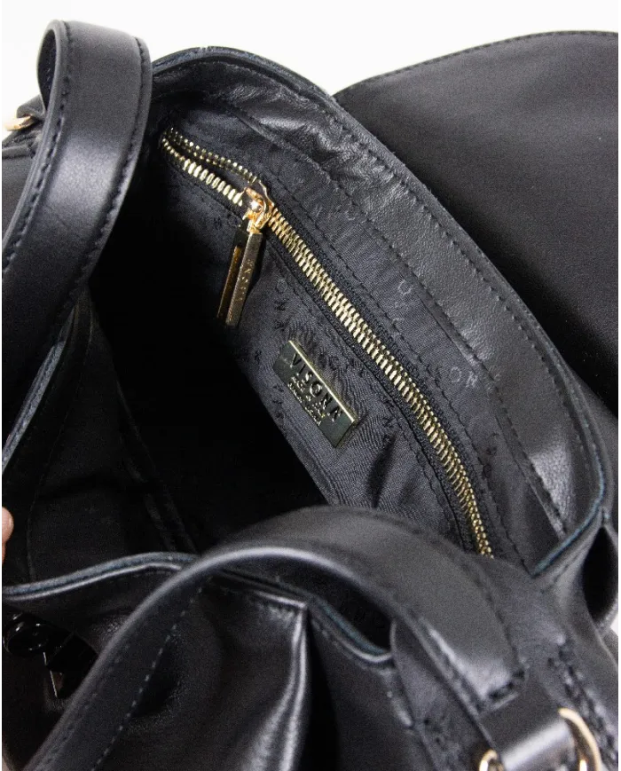 Visona Borsa a tracolla in pelle con chiusura a serratura Perla Nero