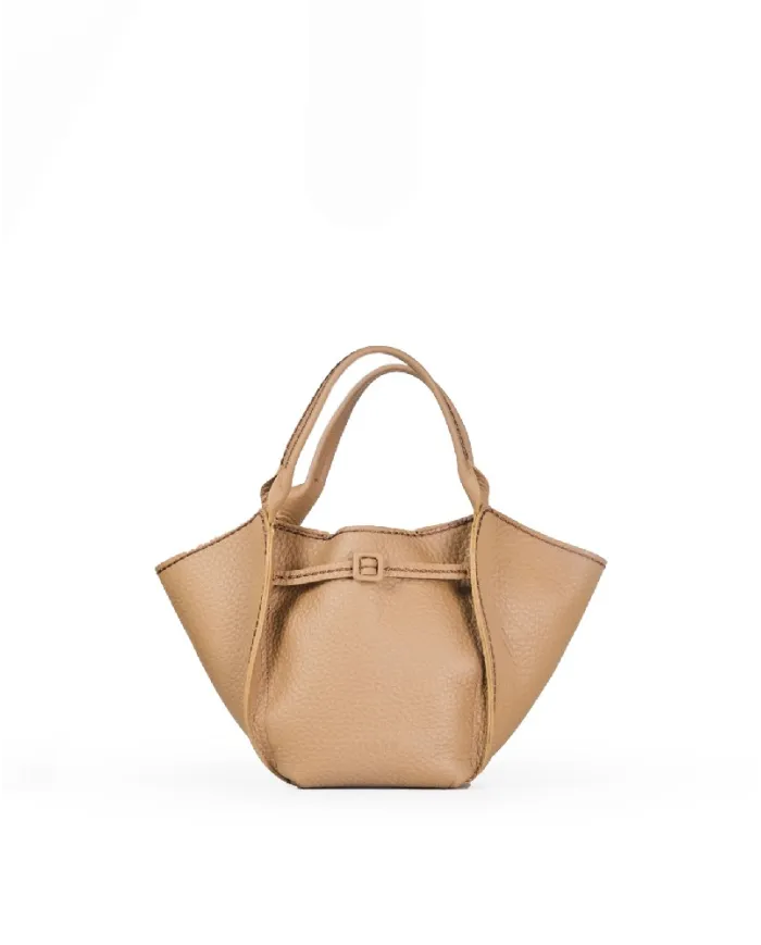 Visona Borsa a mano in pelle Vita con tracolla Beige