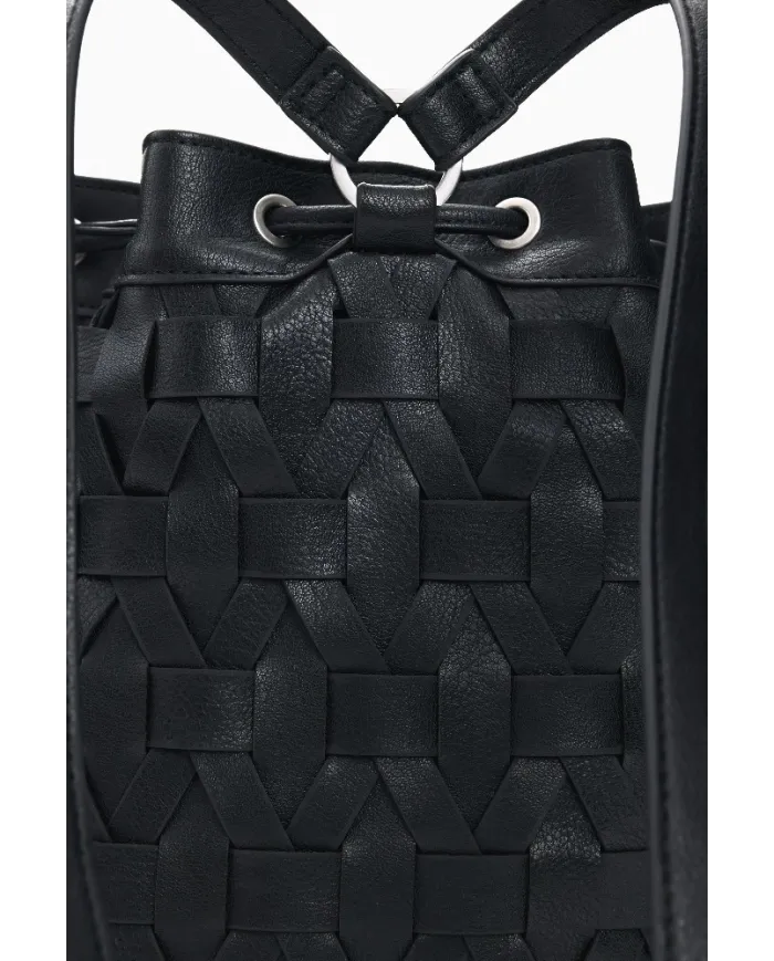 Desigual Borsa in ecopelle Intrecciata – Tracolla e Zainetto 2 in 1 Nero