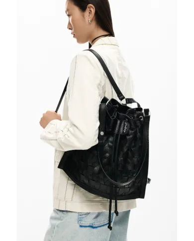 Desigual Borsa in ecopelle Intrecciata – Tracolla e Zainetto 2 in 1 Nero