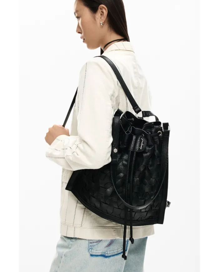 Desigual Borsa in ecopelle Intrecciata – Tracolla e Zainetto 2 in 1 Nero