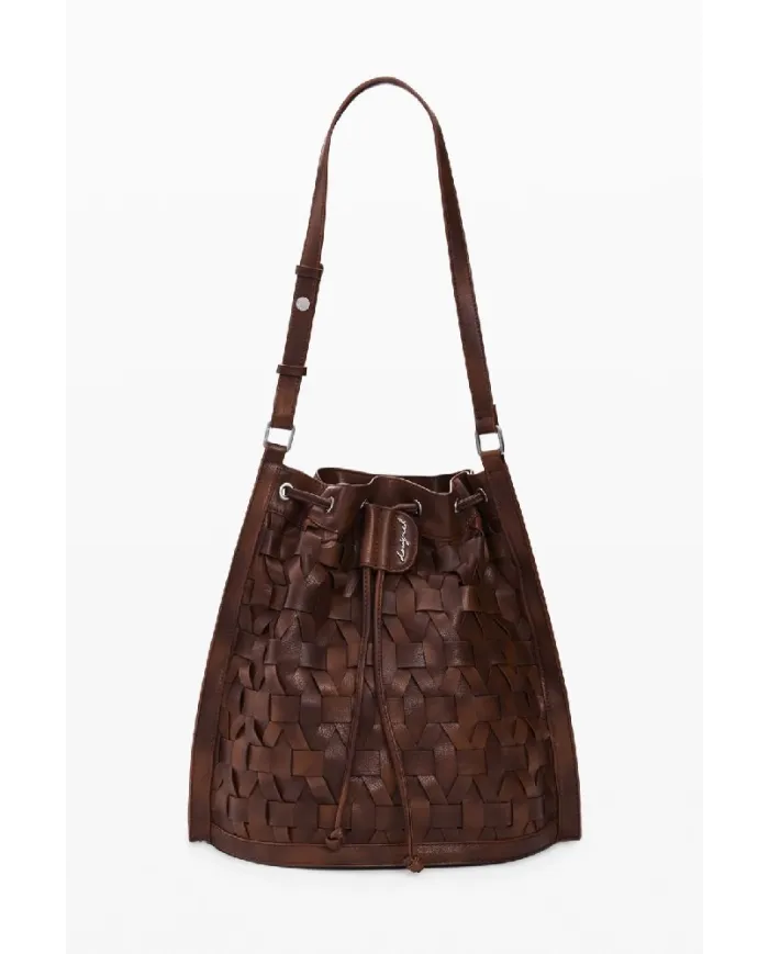 Desigual Borsa in ecopelle Intrecciata – Tracolla e Zainetto 2 in 1 Marrone