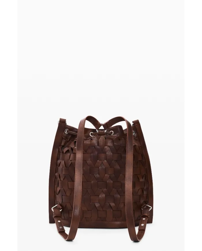 Desigual Borsa in ecopelle Intrecciata – Tracolla e Zainetto 2 in 1 Marrone