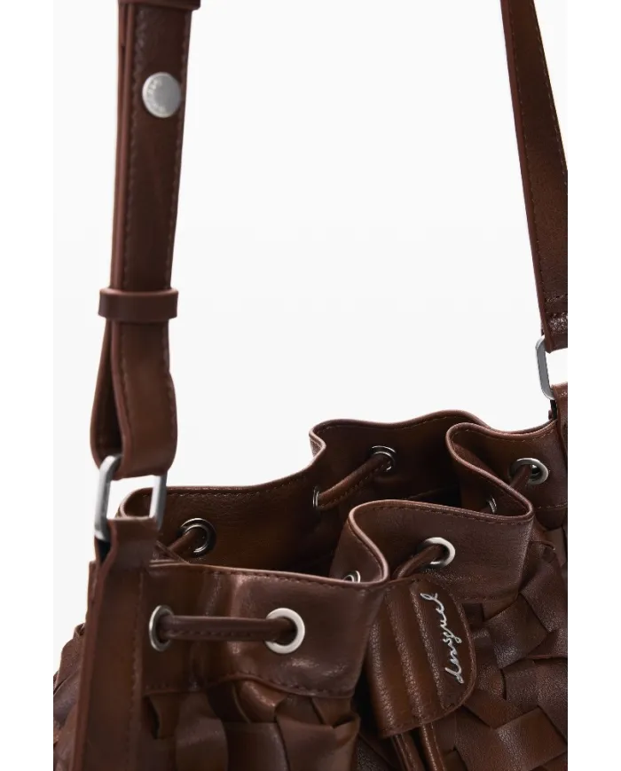 Desigual Borsa in ecopelle Intrecciata – Tracolla e Zainetto 2 in 1 Marrone