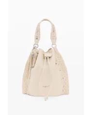 Desigual Borsa con ricami e borchie – Tracolla e Zainetto 2 in 1 Bianco