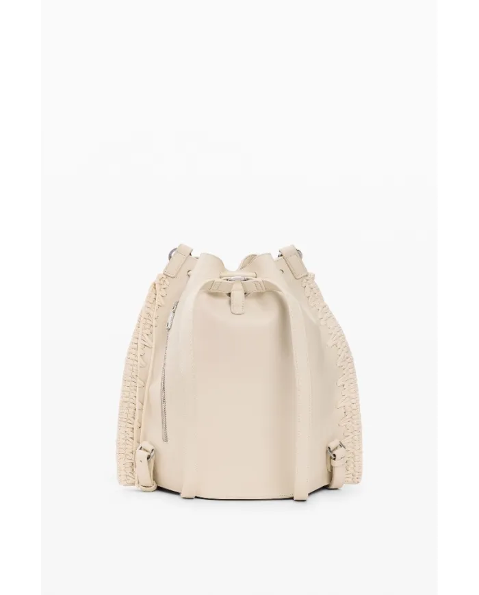 Desigual Borsa con ricami e borchie – Tracolla e Zainetto 2 in 1 Bianco