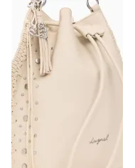 Desigual Borsa con ricami e borchie – Tracolla e Zainetto 2 in 1 Bianco