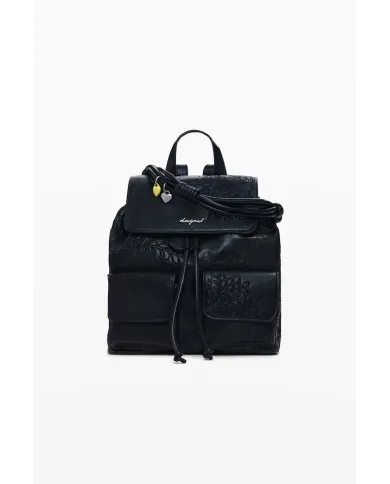 Desigual Zaino borsa ricamato con patta Nero