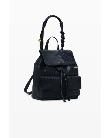 Desigual Zaino borsa ricamato con patta Nero