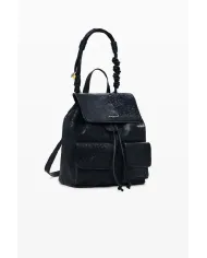 Desigual Zaino borsa ricamato con patta Nero
