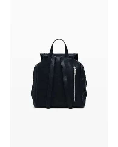 Desigual Zaino borsa ricamato con patta Nero