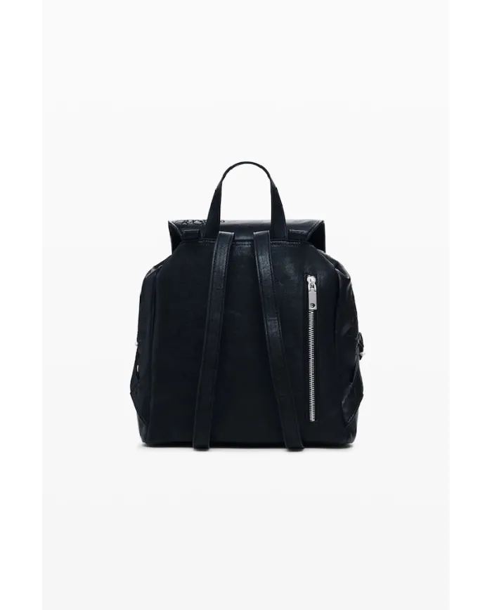 Desigual Zaino borsa ricamato con patta Nero