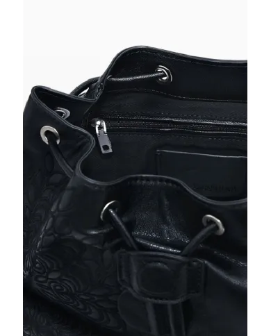 Desigual Zaino borsa ricamato con patta Nero