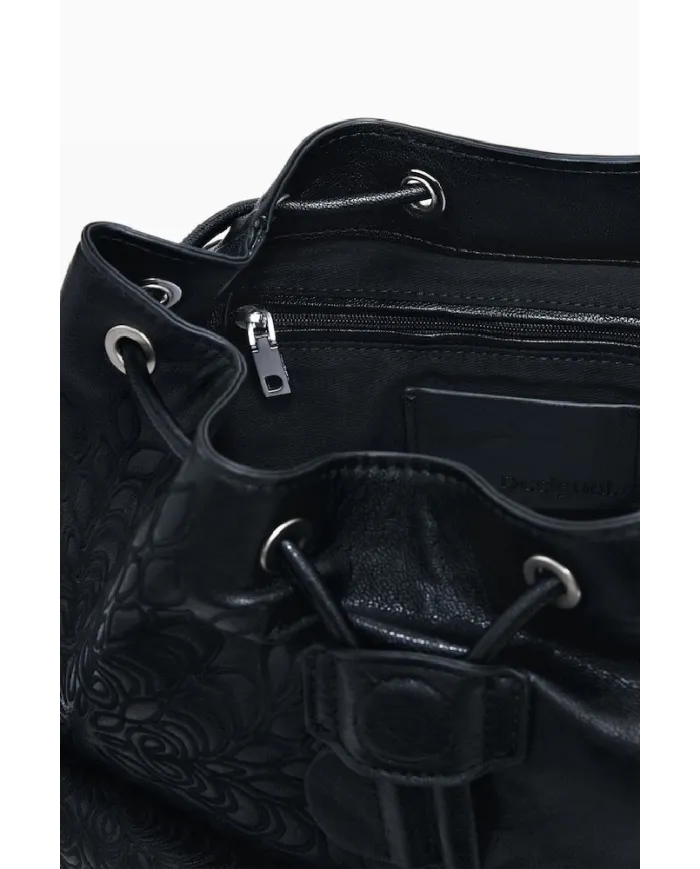 Desigual Zaino borsa ricamato con patta Nero