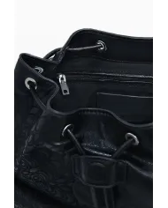 Desigual Zaino borsa ricamato con patta Nero