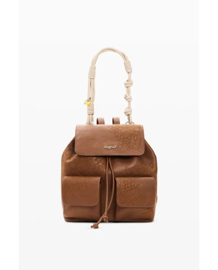 Desigual Zaino borsa ricamato con patta Marrone