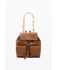 Desigual Zaino borsa ricamato con patta Marrone