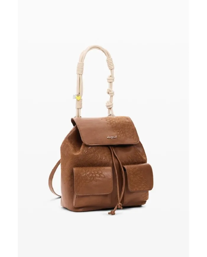 Desigual Zaino borsa ricamato con patta Marrone