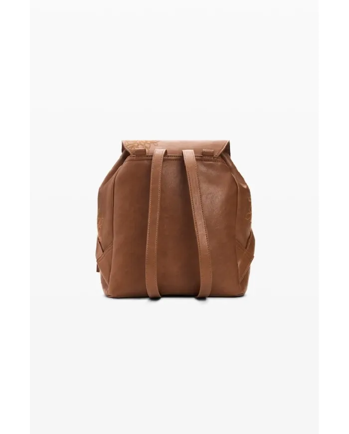 Desigual Zaino borsa ricamato con patta Marrone