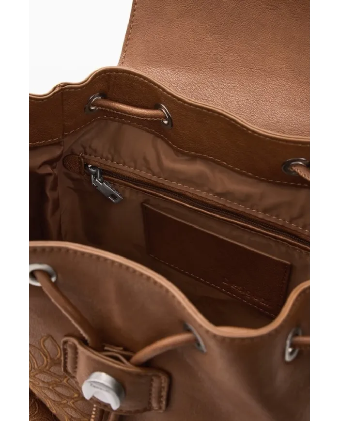 Desigual Zaino borsa ricamato con patta Marrone