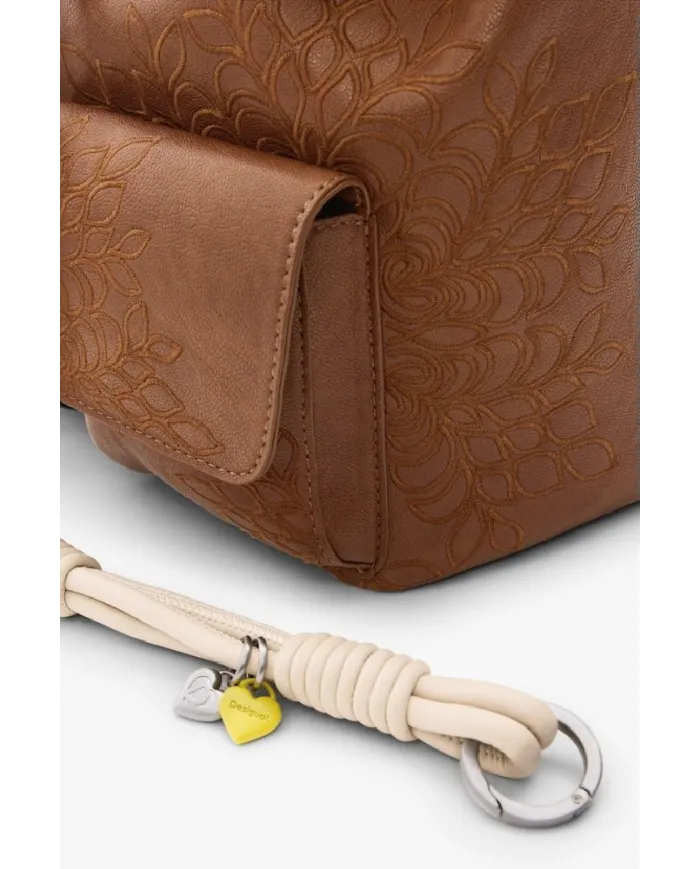 Desigual Zaino borsa ricamato con patta Marrone