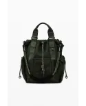 Desigual Borsa Secchiello in Tessuto Cerato Vintage – Tracolla e Zainetto 2 in 1 con Tasche Multiple Verde