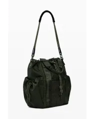 Desigual Borsa Secchiello in Tessuto Cerato Vintage – Tracolla e Zainetto 2 in 1 con Tasche Multiple Verde