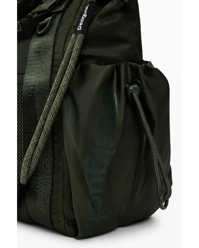 Desigual Borsa Secchiello in Tessuto Cerato Vintage – Tracolla e Zainetto 2 in 1 con Tasche Multiple Verde