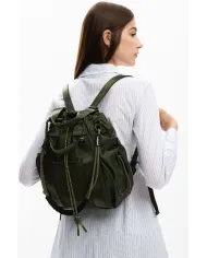 Desigual Borsa Secchiello in Tessuto Cerato Vintage – Tracolla e Zainetto 2 in 1 con Tasche Multiple Verde