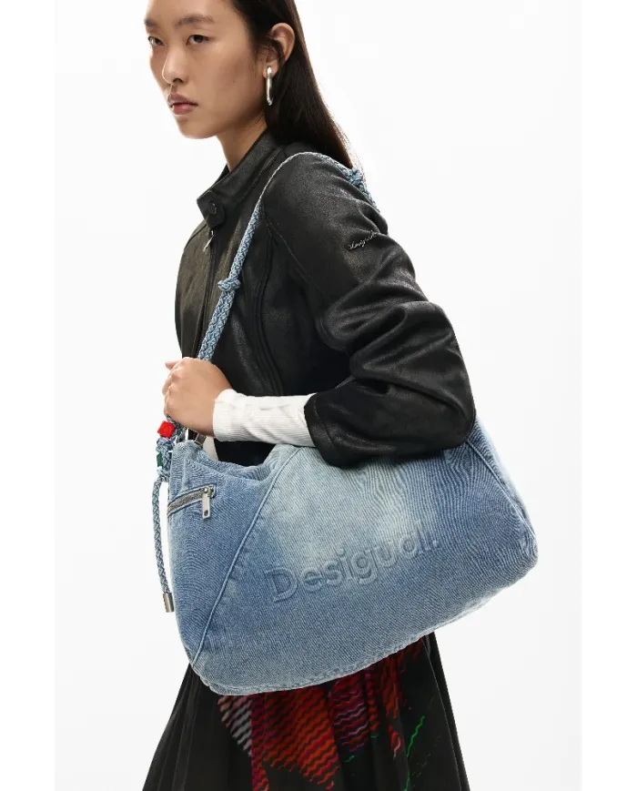 Desigual Borsa tracolla grande in jeans Blu