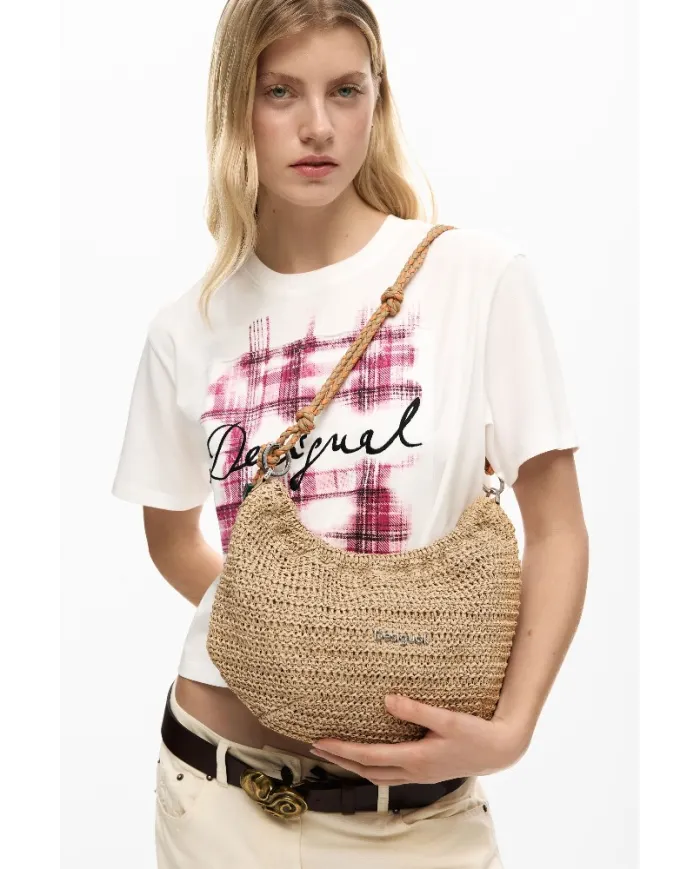 Desigual Borsa tracolla in rafia Bianco