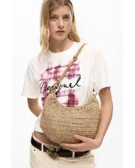 Desigual Borsa tracolla in rafia Bianco