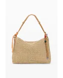 Desigual Borsa tracolla grande in rafia Bianco