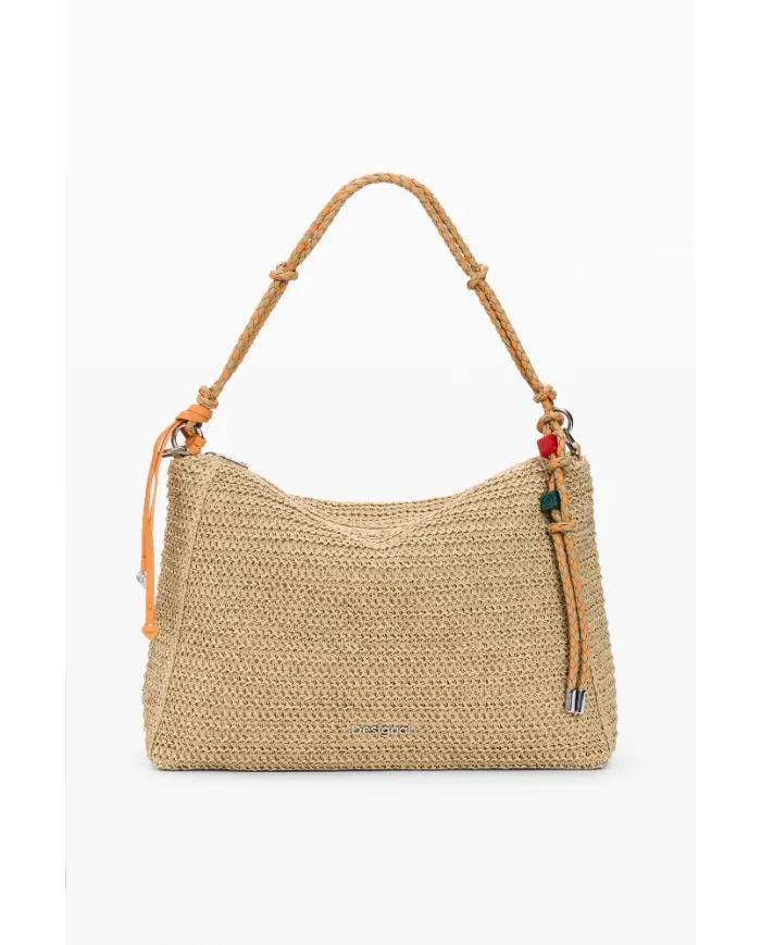 Desigual Borsa tracolla grande in rafia Bianco