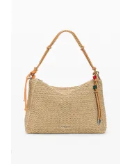 Desigual Borsa tracolla grande in rafia Bianco