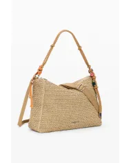 Desigual Borsa tracolla grande in rafia Bianco