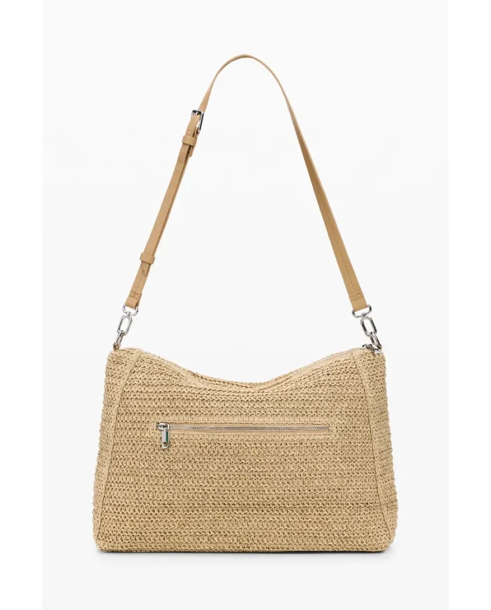Desigual Borsa tracolla grande in rafia Bianco