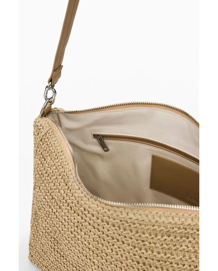Desigual Borsa tracolla grande in rafia Bianco