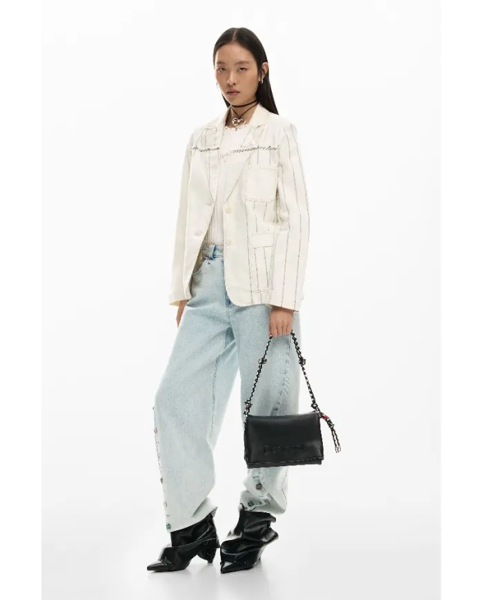 Desigual Borsa tracolla con patta logata Nero