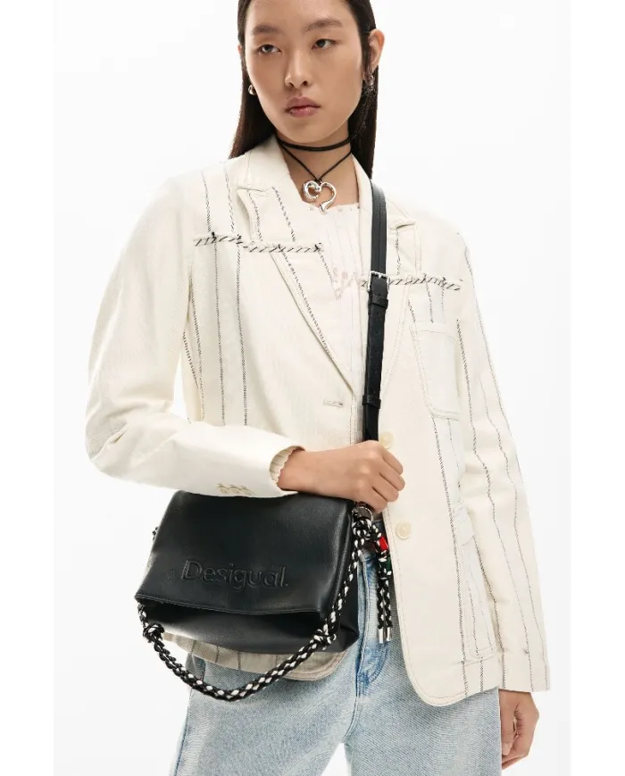 Desigual Borsa tracolla con patta logata Nero