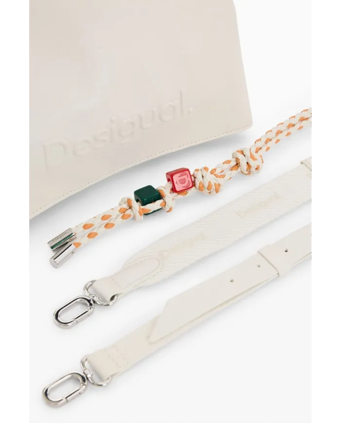 Desigual Borsa tracolla con patta logata Bianco