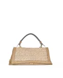 Loristella Borsa a mano in pelle scamosciata e paglia con tracolla Kendall Beige/Marrone
