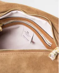 Loristella Borsa a mano in pelle scamosciata e paglia con tracolla Kendall Beige/Marrone