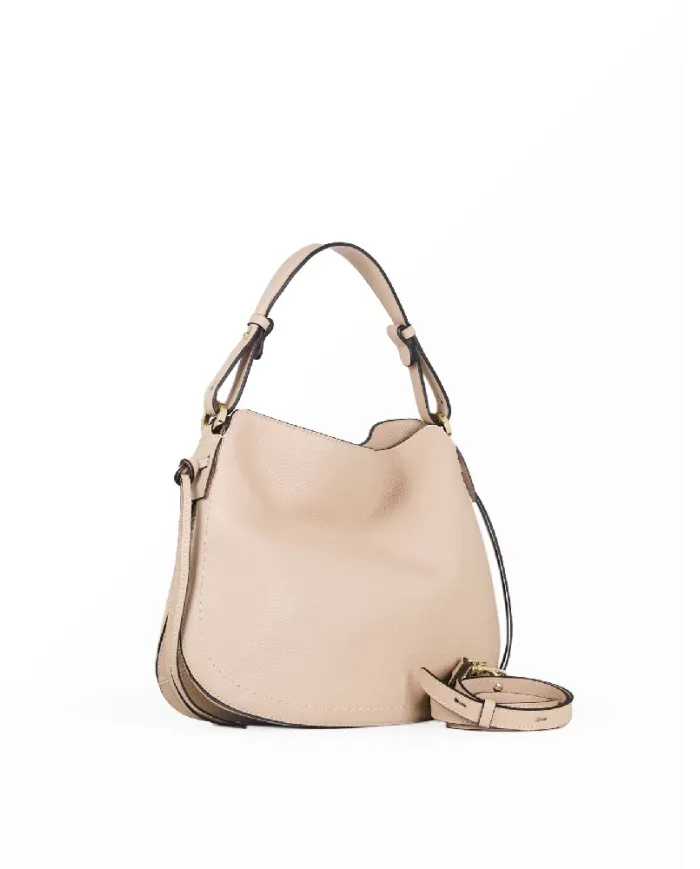 Loristella Borsa in Pelle Morbida Martellata Carola Beige