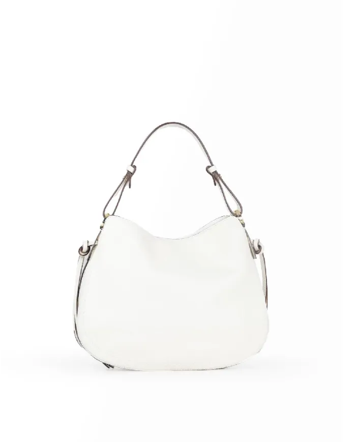 Loristella Borsa in Pelle Morbida Martellata Carola Bianco